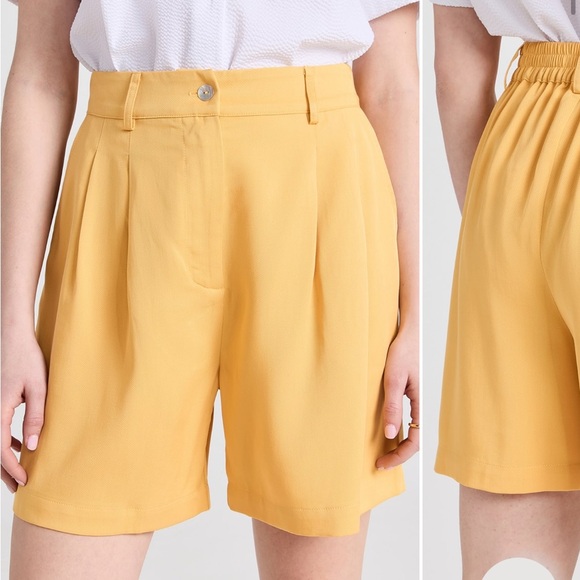 Donni. | Twill Pleated Shorts - Yellow Small - Picture 3 of 8